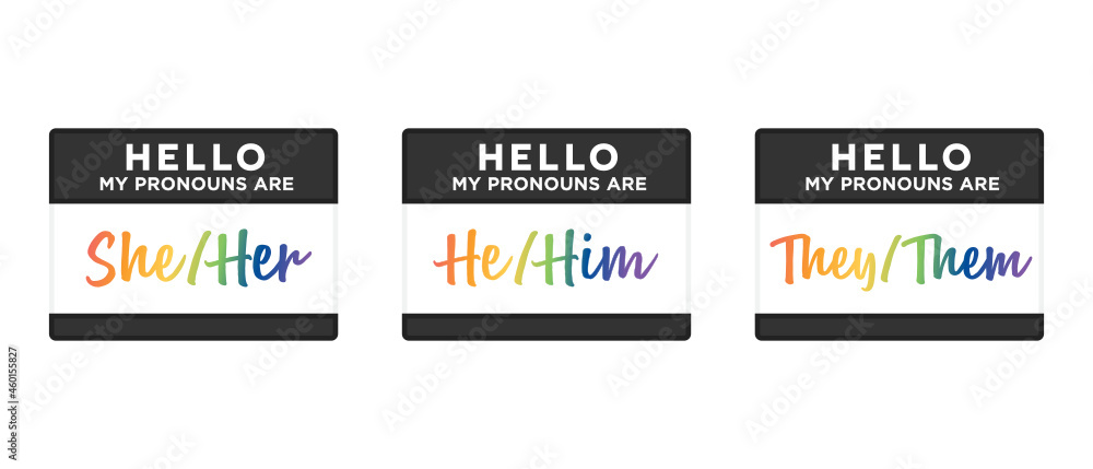 Gender Pronouns Gender Name s Gender Identity Name Badges Gender Badges Labels Vector Illustration Background Stock Vector Adobe Stock