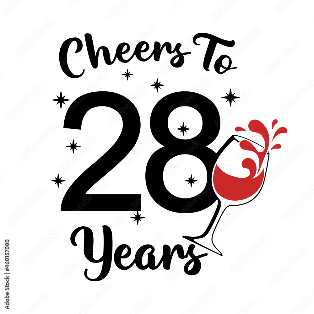 Cheers To 28 Years, 28th Birthday twenty eight Birthday, cute birthday ...