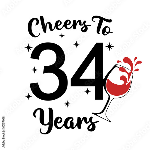 Cheers To 34 Years, 34th Birthday thirty four Birthday, cute birthday party sign photo