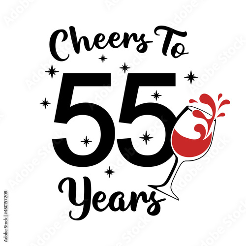 Cheers To 55 Years, 55th Birthday fifty five Birthday, cute birthday party sign