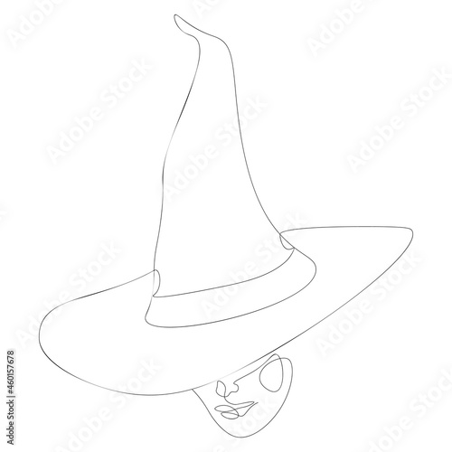 Witch hat and face line art