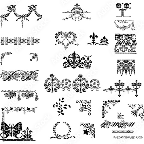 Corners And Borders Floral Stencil Vector