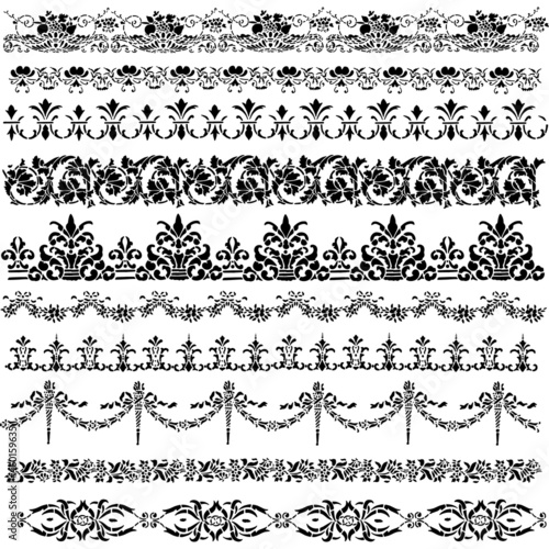 Corners And Borders Floral Stencil Vector