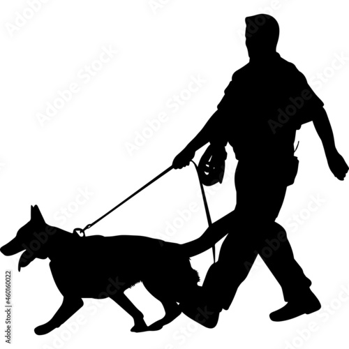 Police or Cop with German Shepherd Silhouette Vector