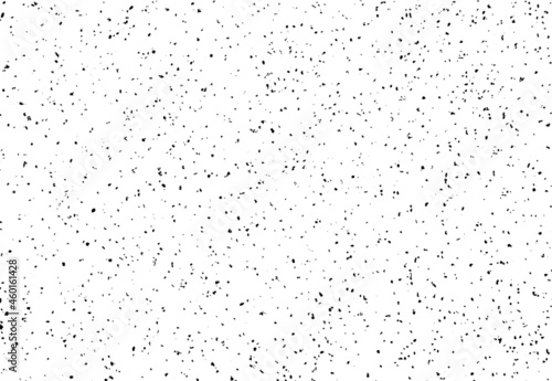 Even dusty vector grainy texture with small scattered motes, particles, dots, stains, blots, spots. Grunge style, black on white.