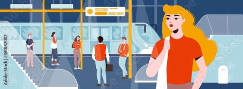 Flat Subway Illustration