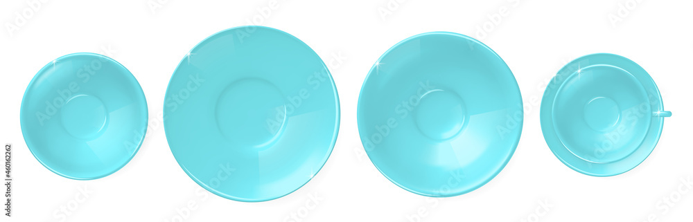 Plates Dishes Realistic Set Plates Dishes Realistic Set