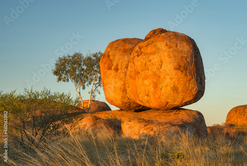 Huge boulders at Karlu Karlu or Devilâ€™s Marbles conservation reserve in Australia photo