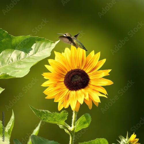 bird and yellow flower  