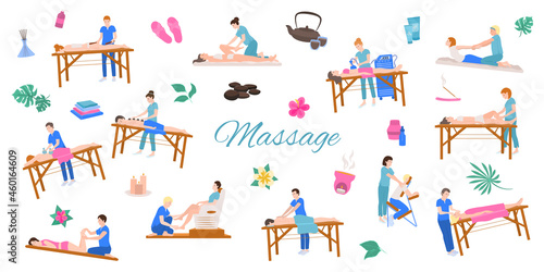 Massage People Flat Background