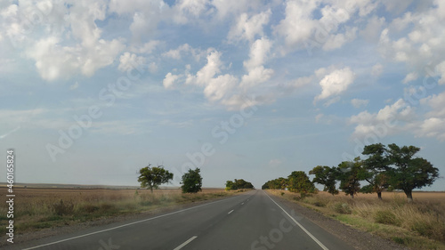 Crimean peninsula. August landscape in the western part of the steppe Crimea.
