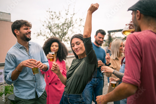 A group of firends during a party