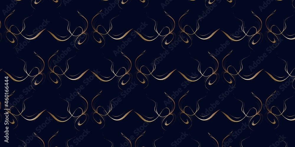 Seamless damask pattern. Gold mosaic on a black background. Background texture. Vector. Gift wrap paper, fabric design. Isolated tile. Seamless damask pattern. Gold mosaic on a black background. Background texture. Vector. Gift wrap paper, fabric design. Isolated tile.