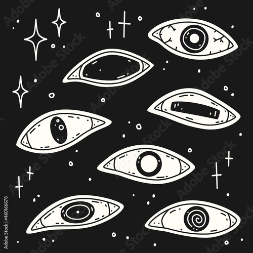 Set of creepy monster eyes. Isolated vector elements