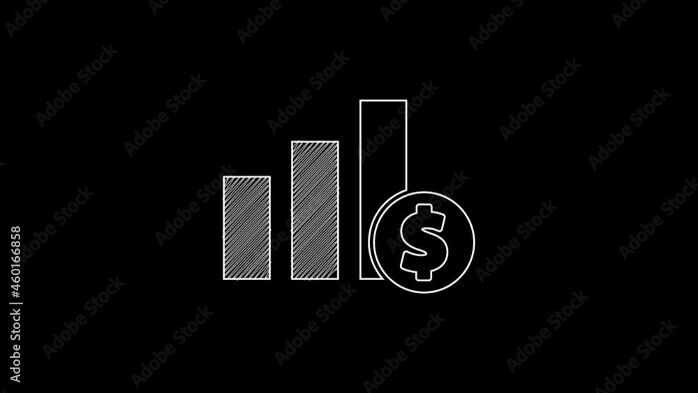 White line Pie chart infographic and dollar symbol icon isolated on ...