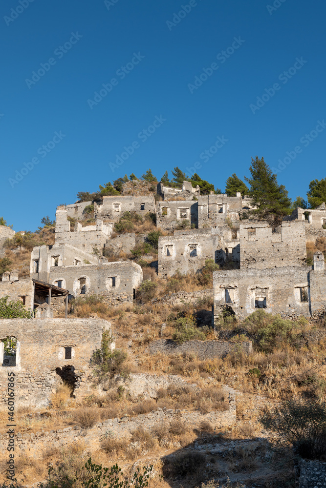 Kayakoy village, abandoned Greek village in Fethiye, Turkey. Kayakoy is a ghost town due to the population exchange, the largest in Asia Minor, Anatolia