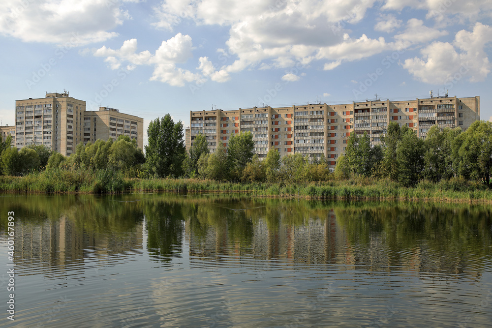 Residential area near the park and Lake Kharovoe. Kazan, Republic of Tatarstan, Russia.
