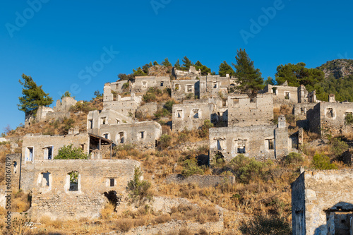 Kayakoy village, abandoned Greek village in Fethiye, Turkey. Kayakoy is a ghost town due to the population exchange, the largest in Asia Minor, Anatolia