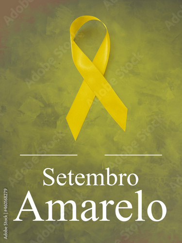 Yellow september suicide prevention month. Setembro Amarelo. Yellow awareness ribbon. photo