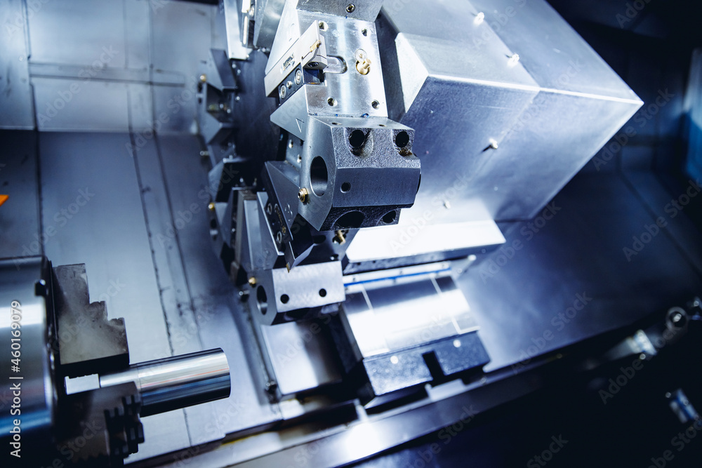 Macro photo industry CNC drill robot turning milling factory metal machine
