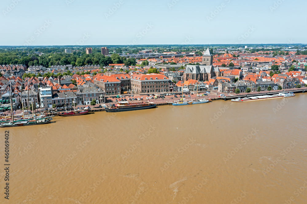 Aerial from the city Kampen in the Netherlands