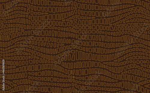 Abstract modern crocodile leather seamless pattern. Animals trendy background. Brown decorative vector illustration for print, fabric, textile. Modern ornament of stylized alligator skin