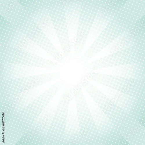 White and green Sunburst Pattern Background. Sunburst with rays background. Vector illustration. White and green radial background. Halftone background.