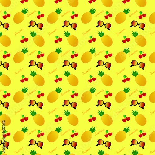 Summer seamless pattern with fruits in vector 