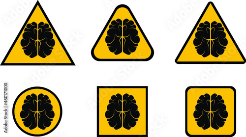 Caution Brain Signs Vector EPS 10