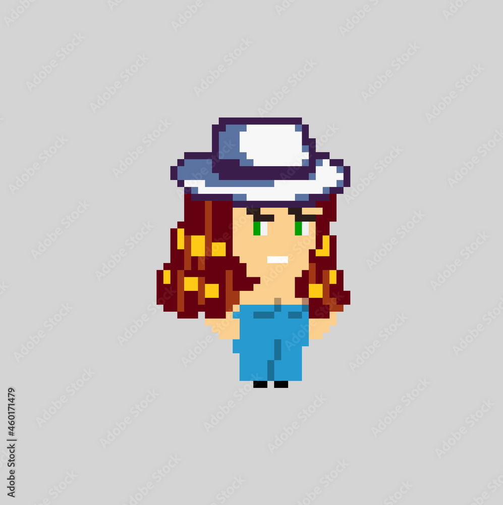 Woman pixel character in art style Woman pixel character in art style