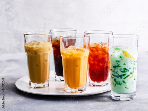 Variety of colored drinks photo