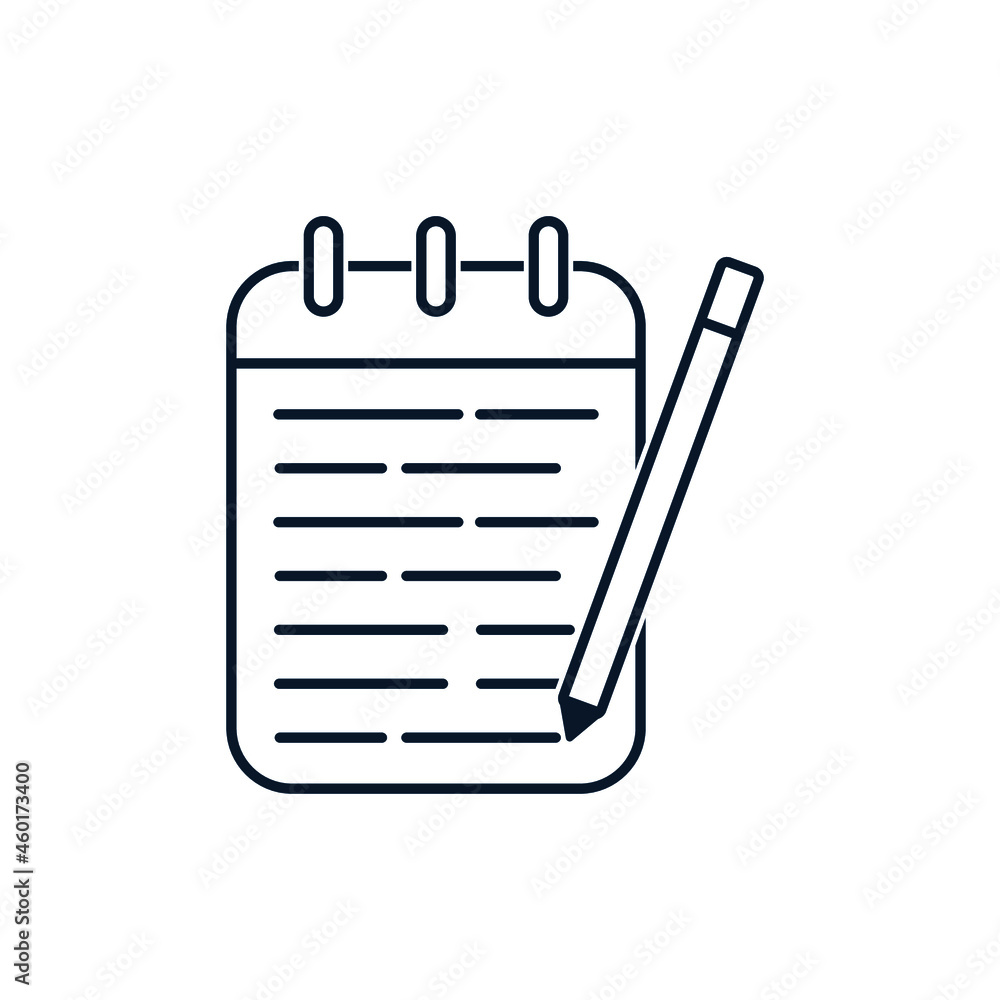 Notepad with notes. Training concept. Vector icon isolated on white background. Notepad with notes. Training concept. Vector icon isolated on white background.