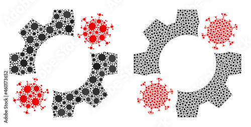 Vector covid-2019 mosaic virus mechanics created for health care illustrations. Mosaic virus mechanics is based on icon and it is designed from biological hazard covid-2019 viral cells.