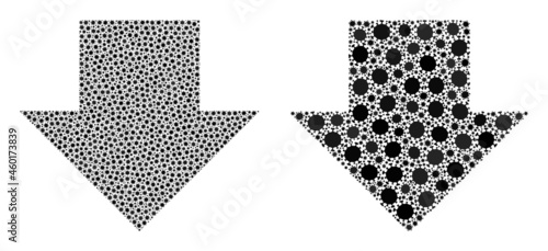 Vector covid mosaic download arrow organized for pandemic illustrations. Mosaic download arrow is based on icon and it is formed with biological hazard covid infection elements.