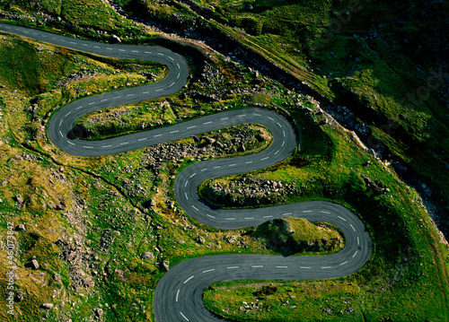 UK, Wales, Snowdonia, Aerial view of winding road photo