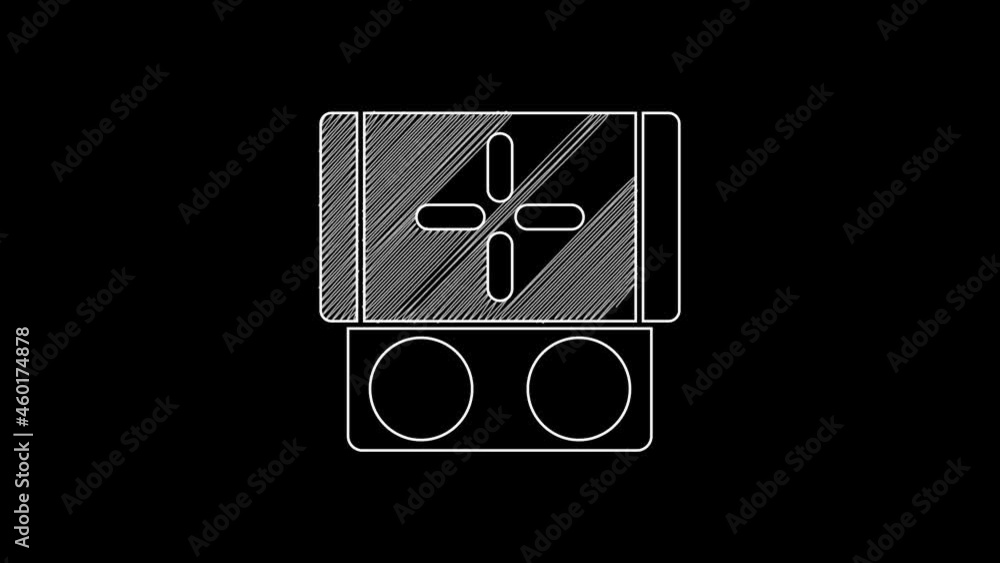 White line Portable video game console icon isolated on black background. Gamepad sign. Gaming concept. 4K Video motion graphic animation White line Portable video game console icon isolated on black background. Gamepad sign. Gaming concept. 4K Video motion graphic animation