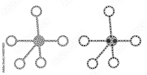 Vector coronavirus mosaic connections done for lockdown purposes. Mosaic connections is based on icon and it is created of biological hazard coronavirus infection elements.