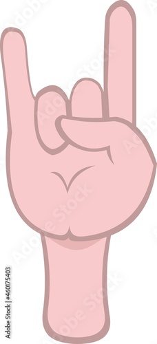 Vector emoticon illustration of a cartoon hand making a horns gesture or the classic heavy metal symbol