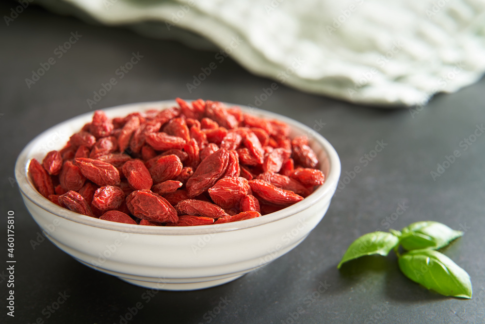 Close up of a bowl of goji berries. Close up of a bowl of goji berries.