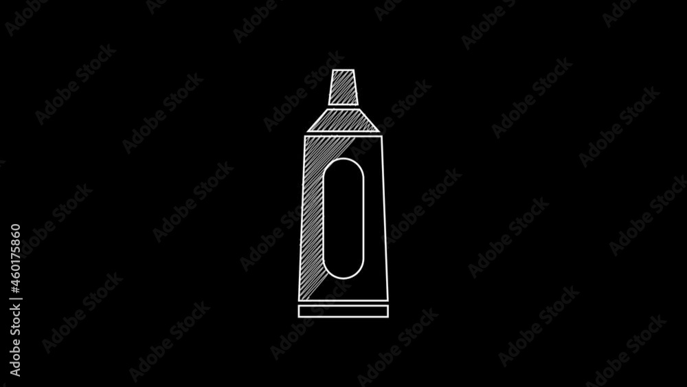 White line Tube of toothpaste icon isolated on black background. 4K Video motion graphic animation White line Tube of toothpaste icon isolated on black background. 4K Video motion graphic animation
