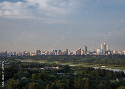 View on residential buildings in green area in Moscow