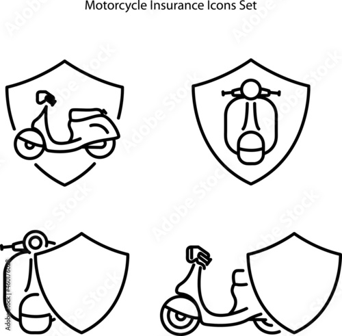 Insurance motorcycle icons. icons illustration sketch design. Isolated on white background. Safety concept moto.