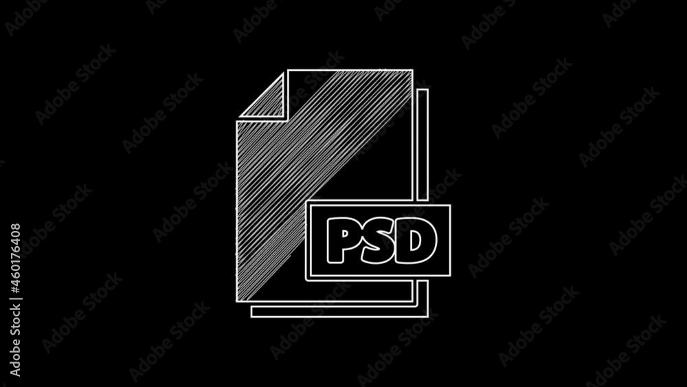 White line PSD file document. Download psd button icon isolated on ...
