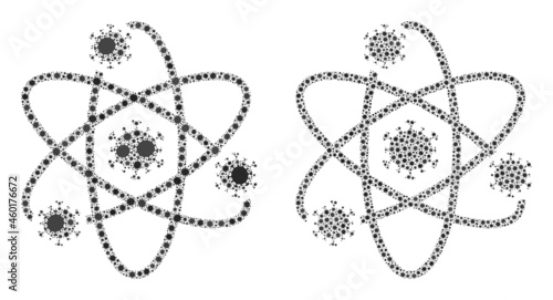 Vector coronavirus composition atom viruses constructed for lockdown wallpapers. Mosaic atom viruses is based on icon and it is designed with biological hazard covid-2019 pathogen icons.