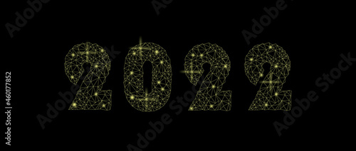 2022 New Year date on black background