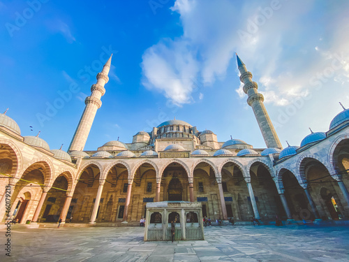 Suleymaniye Mosque. Suleymaniye Camii. Minaret, marmara. Sulaymaniye Mosque Exterior Turkey October 29, 2019, Istanbul. Suleymaniye Camii The most beautiful mosque in Istanbul photo