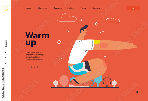 Runners - a man running and exercising outside, website template