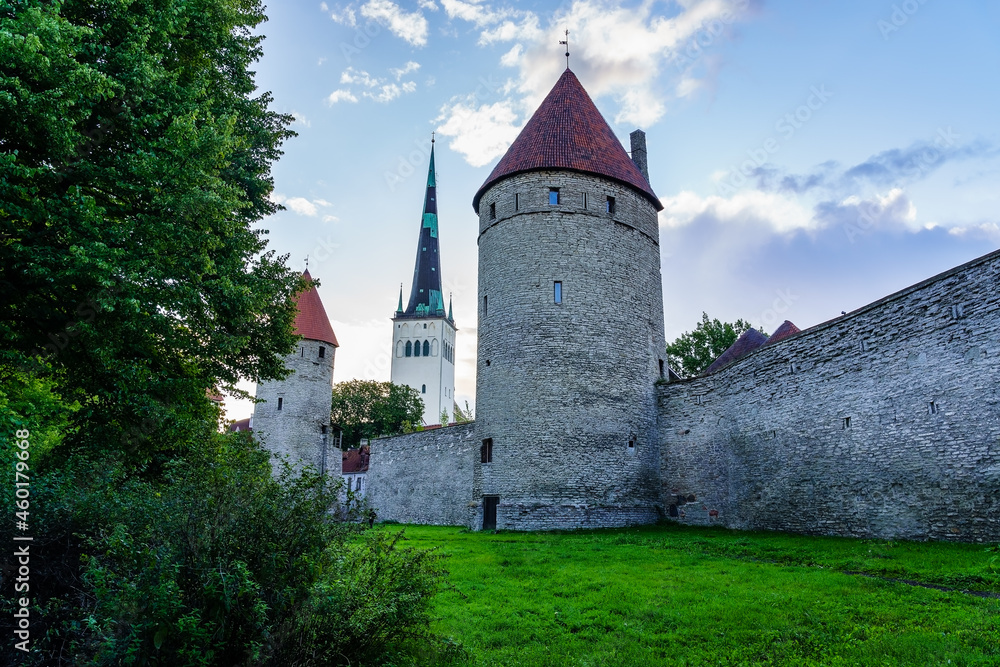 Wall tower that surrounds the medieval city of Tallinn Estonia.