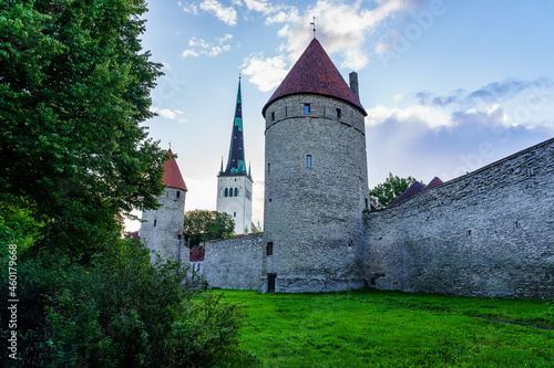 Wall tower that surrounds the medieval city of Tallinn Estonia. photo