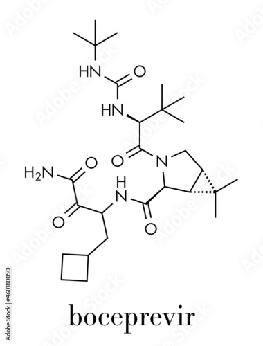 Boceprevir hepatitis C virus (HCV) drug molecule. Skeletal formula.